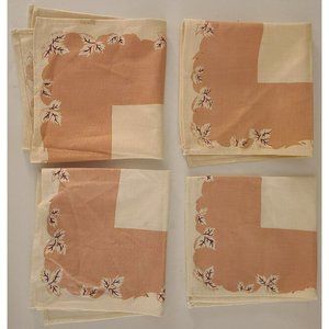 Vintage Linen Napkins Square And Leaf Design 15" X 15"